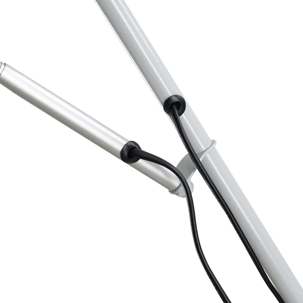 HOMCOM Lampada da terra a 2 Lampade regolabile forma madre-figlia moderna con base in acciaio per ufficio camera da letto soggiorno argento bianco Ф28 x 179.5Acm