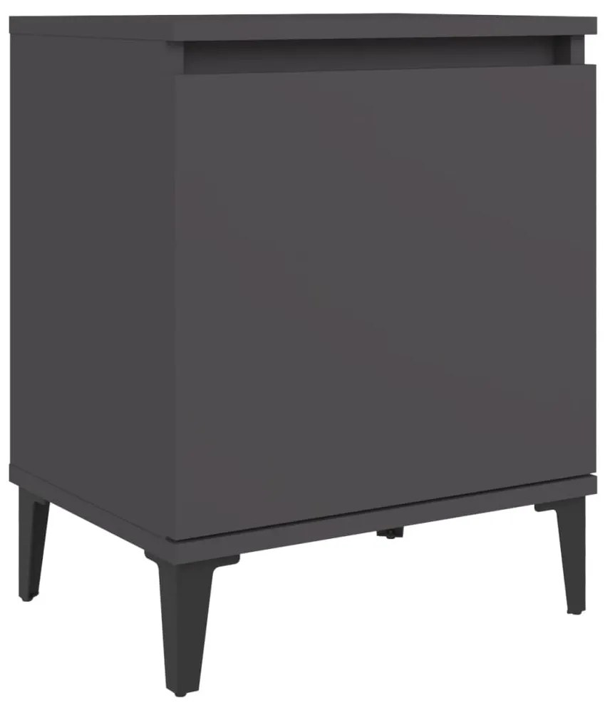 805837 vidaXL Noptieră cu picioare metalice, gri, 40x30x50 cm