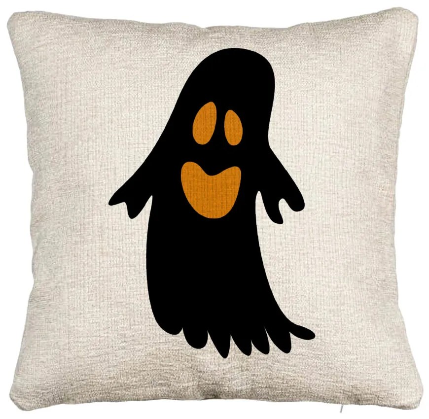 Perna Decorativa Canapea cu motiv Fantoma de Halloween 2, 40x40 cm, Cu fermoar