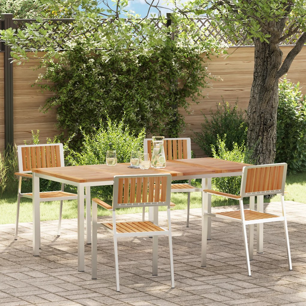 vidaXL Set de masă pentru grădină 5 pcs Maro Lemn masiv de tec