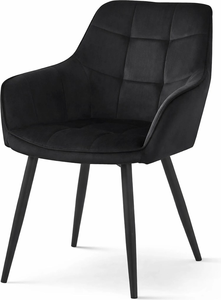 Fotoliu de sufragerie VARSI VELVET cu picioare negre, negru