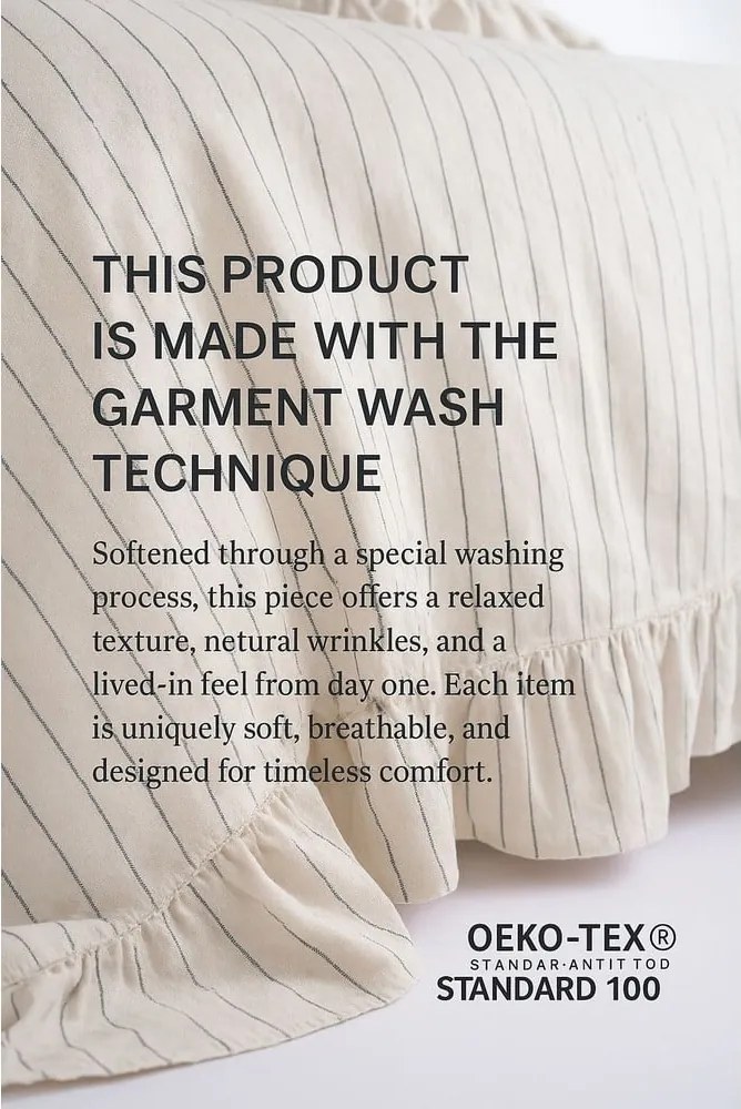 Lenjerie de pat bej din bumbac ranforcé pentru pat de o persoană 140x200 cm Amalia Striped – Mila Home Luxury