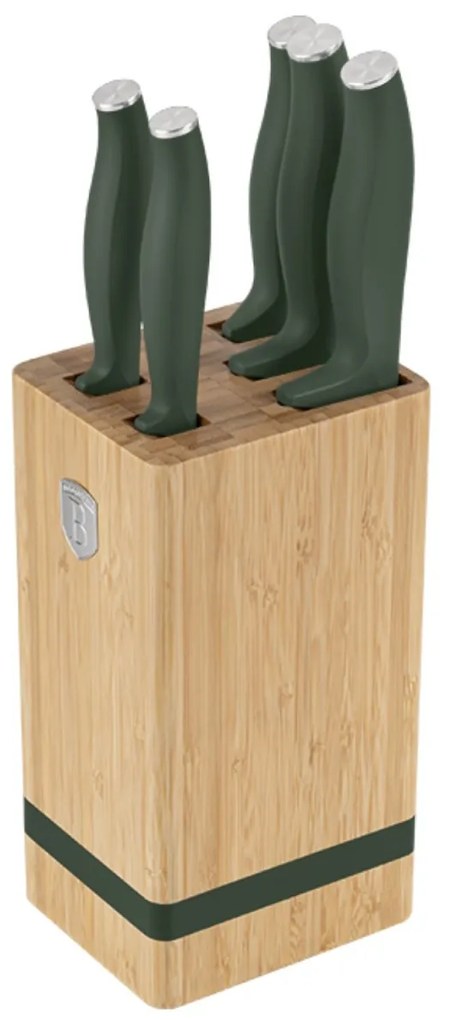 Set cutite 6 piese, cu suport bambus Green Matte Collection Berlinger Haus BH 2751