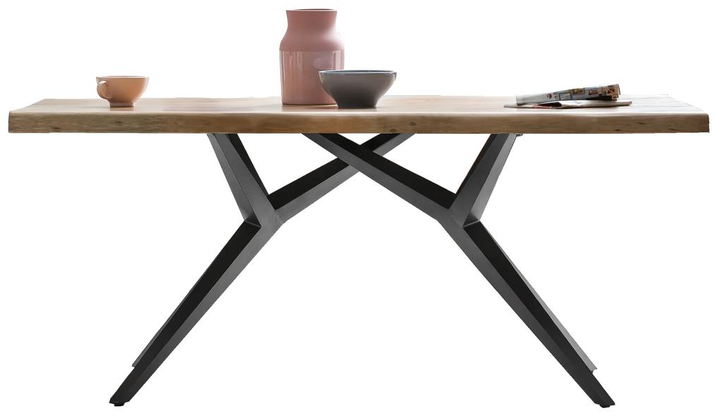 Masa dreptunghiulara cu blat din lemn de salcam Tables&amp;Co 180x100 cm maro/negru