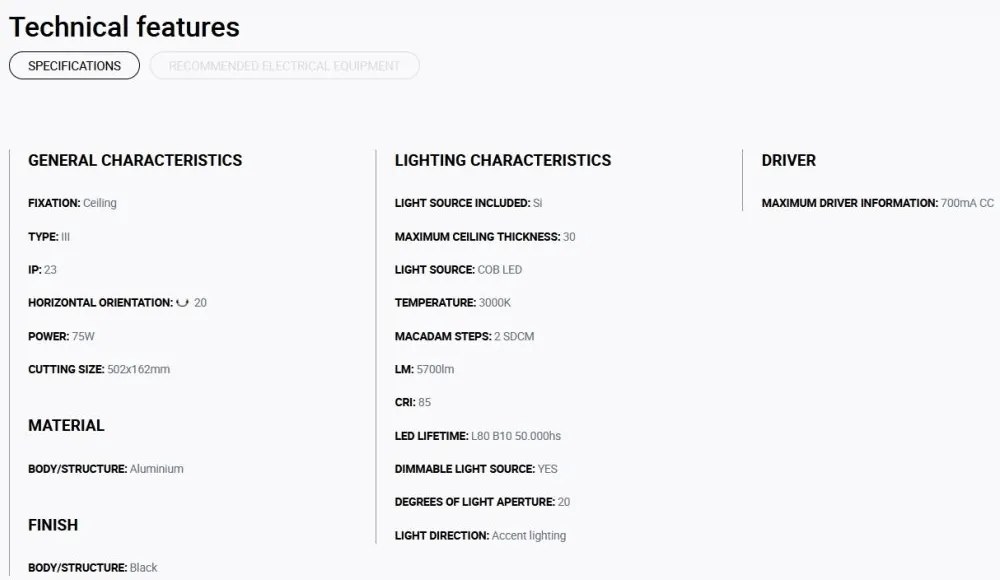 Spot LED incastrabil COLIN-3 Black recessed 72-108W 3000K 20°