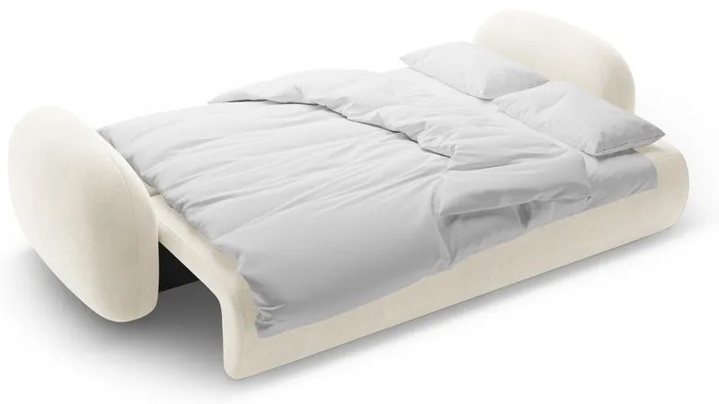 Canapea crem extensibilă/cu spațiu de depozitare cu tapițerie din catifea 262 cm Tonale – Cosmopolitan Design