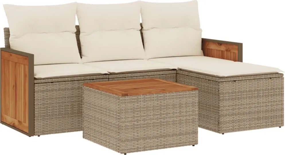 vidaXL Set canapele de grădină cu perne, 5 piese, bej, poliratan