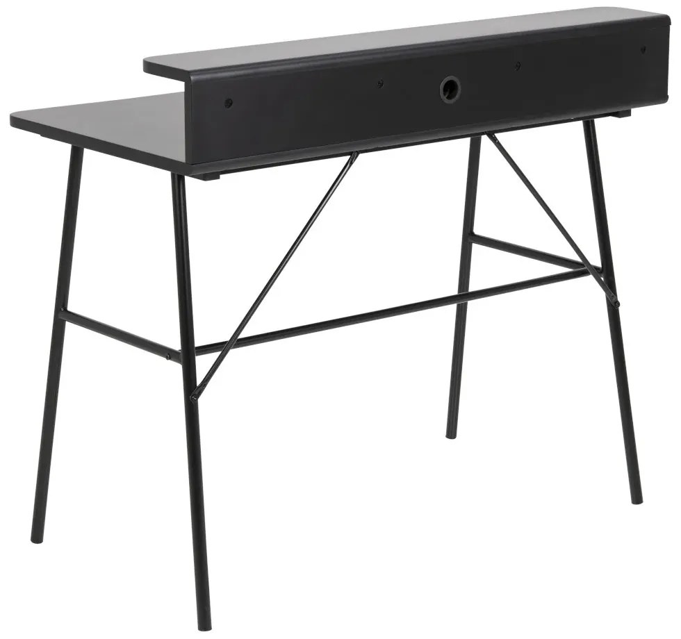 Birou cu raft si sertar DURANGO 100x55 cm, negru
