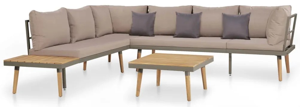 vidaXL Set mobilier grădină cu perne, 4 piese, maro, lemn acacia