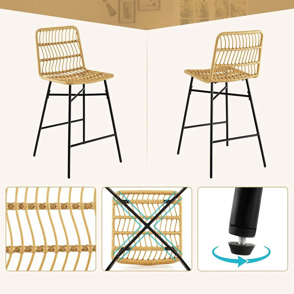 Scaune de bar din ratan sintetic, set de 2