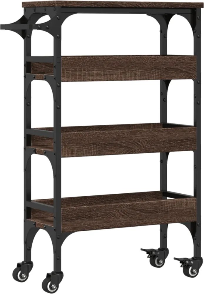 vidaXL Cărucior de bucătărie, stejar maro, 53x20x76 cm, lemn prelucrat