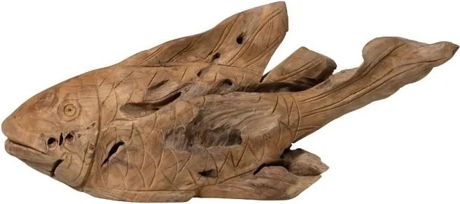 Decoratiune sculptata manual din lemn de tec, H21 cm, "Antique Shore"