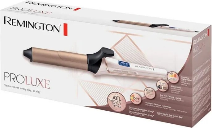 Ondulator de par Remington PROluxe CI9132, Ceramica, 32 mm, 210 C, functie PRO +, 10 temp. niveluri, Golden