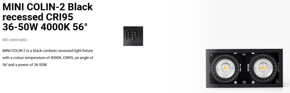 Spot LED incastrabil MINI COLIN-2 Black recessed CRI95 36-50W 4000K 56°