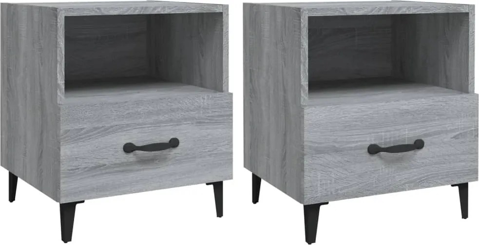 vidaXL Noptiere de perete, 2 buc., gri sonoma, lemn prelucrat