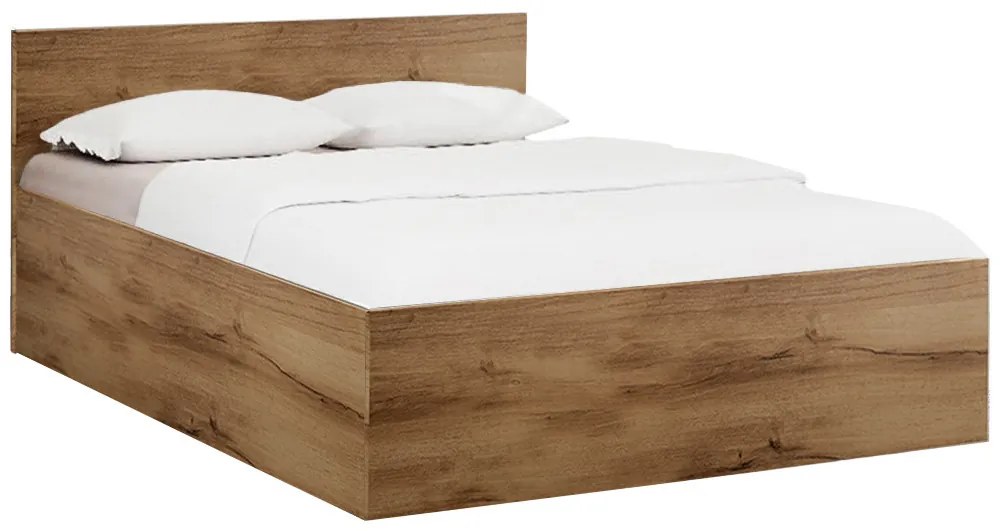 Pat SOFIA 160 x 200 cm, stejar artisan Saltele: Cu saltele Somnia 18 cm, Somiera pat: Cu lamele curbate