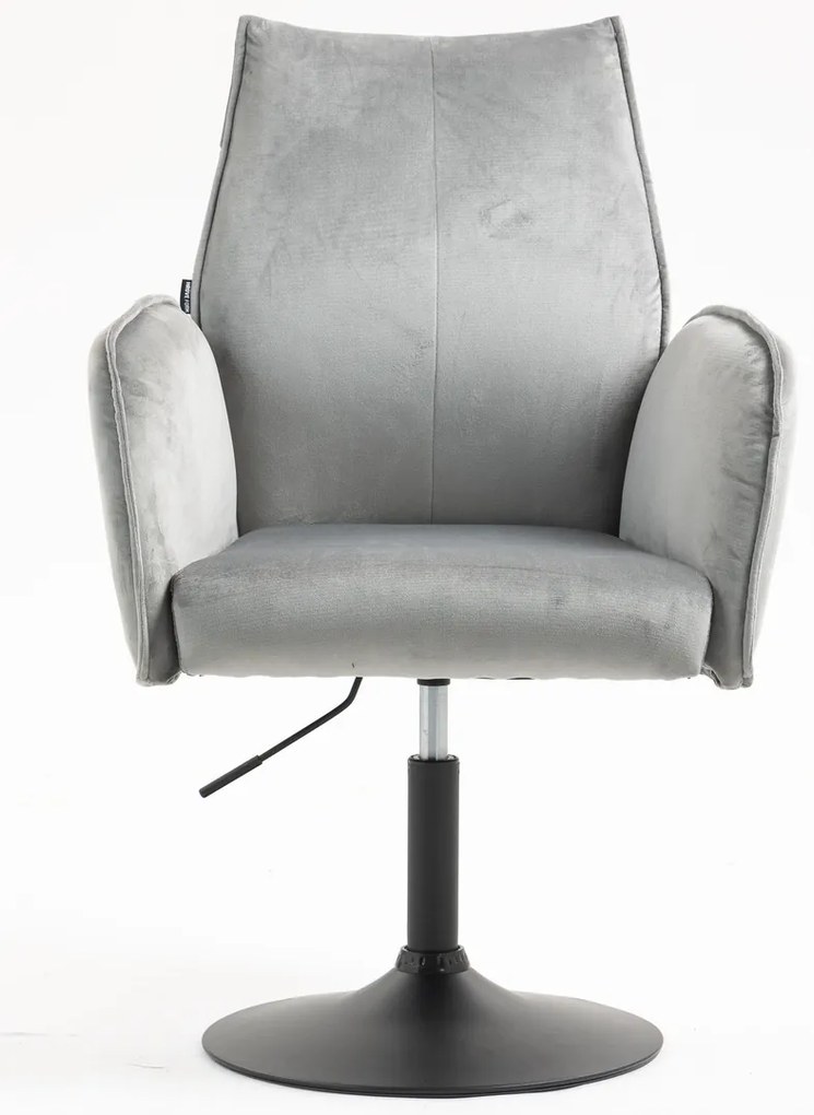 HR280N Scaun Gray din Catifea cu Bază Neagră