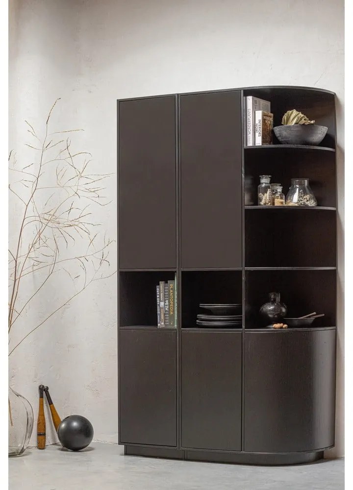 Bibliotecă modulară neagră din lemn masiv de pin 78x210 cm Finca – WOOOD