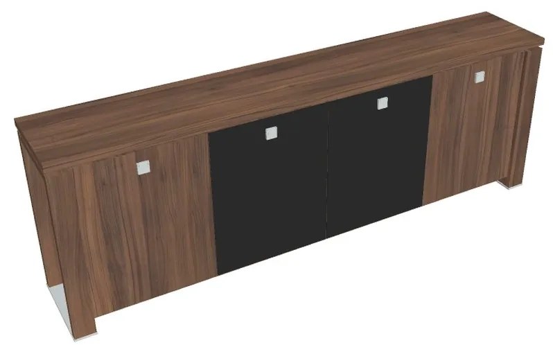 Dulap mic Verno+ S 260 x 46 x 90 cm, uși combinate, nuc / negru