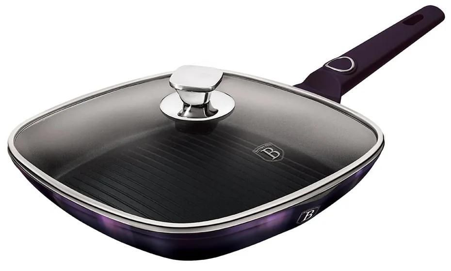 Tigaie grill cu capac, strat titan, Purple Eclipse Berlinger Haus BH 7105