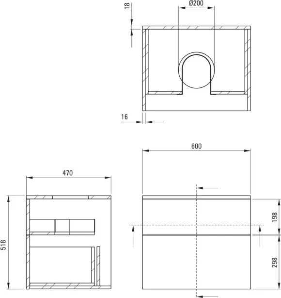 Prizma Mobilier de baie , cu chiuvetă din granit - 360 mm SDKB6SAU4S