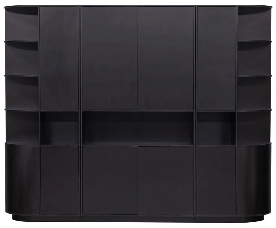 Bibliotecă modulară neagră din lemn masiv de pin 266x210 cm Finca – WOOOD