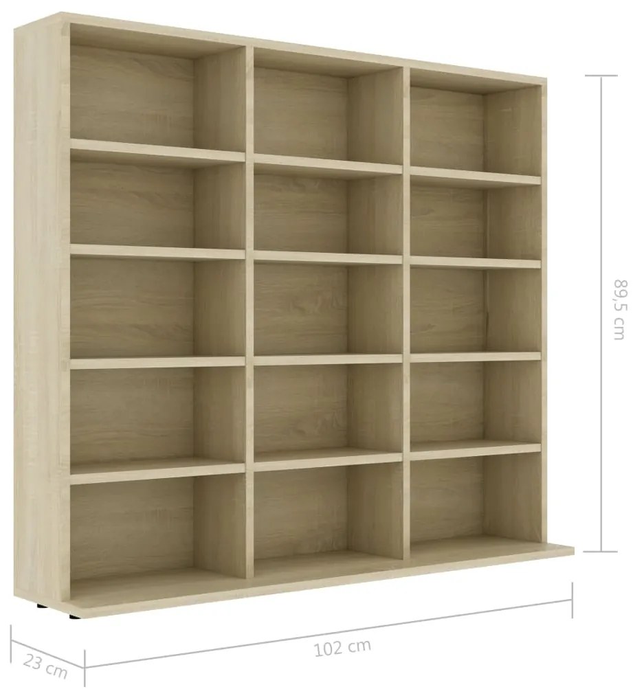 Dulap pentru CD-uri, stejar Sonoma, 102 x 23 x 89,5 cm, PAL 1, Stejar sonoma, 102 x 23 x 89.5 cm