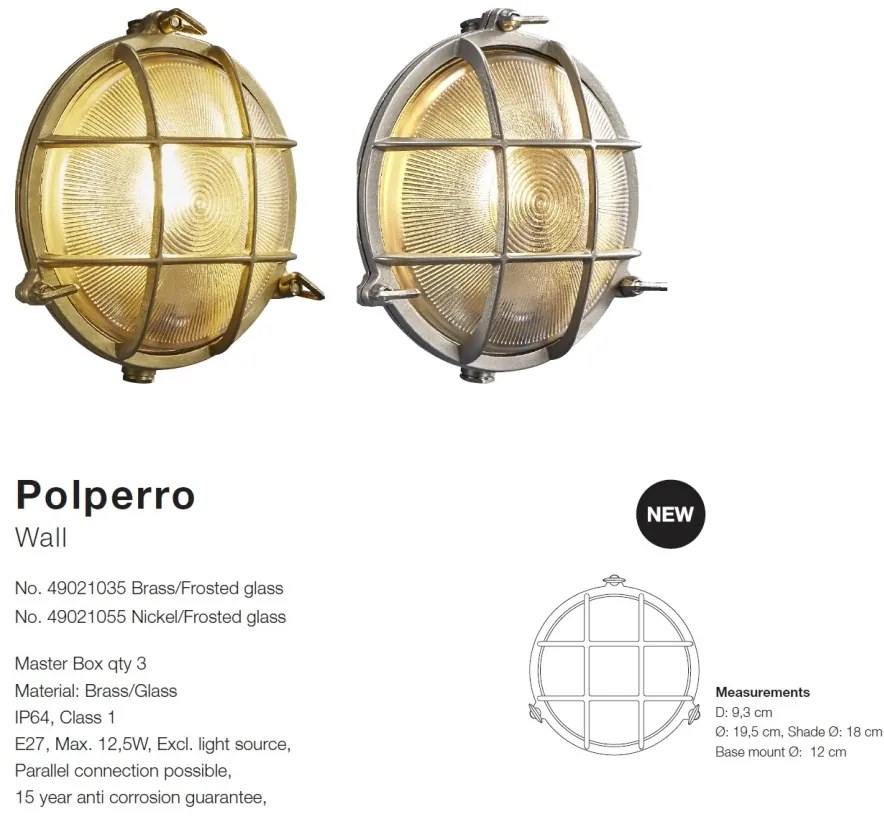 Aplica de exterior stil clasic Polperro nickel 49021055 NL