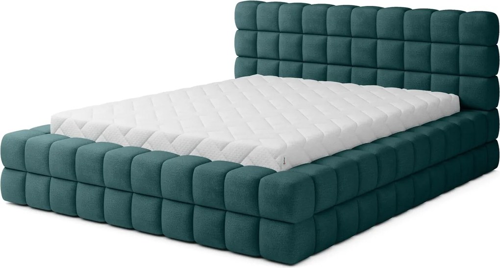 Pat tapitat cu somiera rabatabila si lada depozitare, 180x200 cm, ELTAP, BE-DIZ-MET-38AMO, Dizzle, metal/poliester, verde inchis