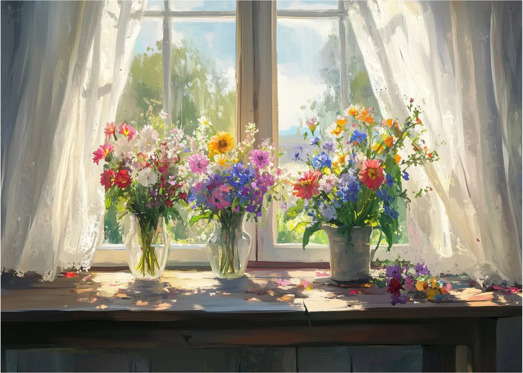 Tablou - Buchet la fereastră (70x50 cm)