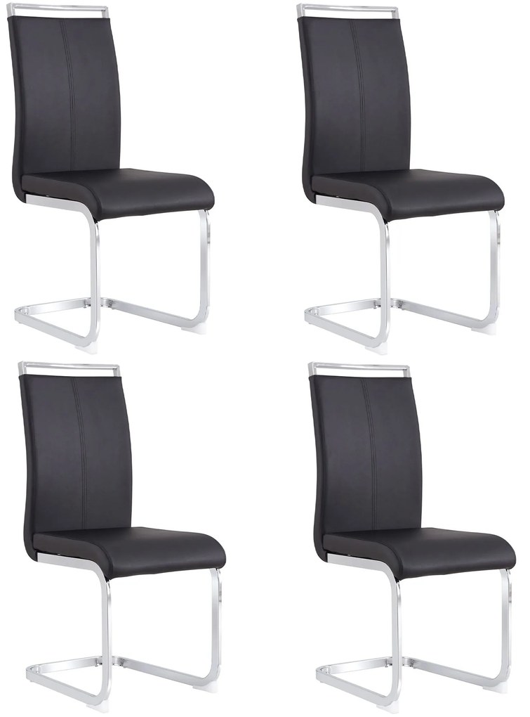 Set de 4 scaune de sufragerie cantilever, Negru | Aosom Romania