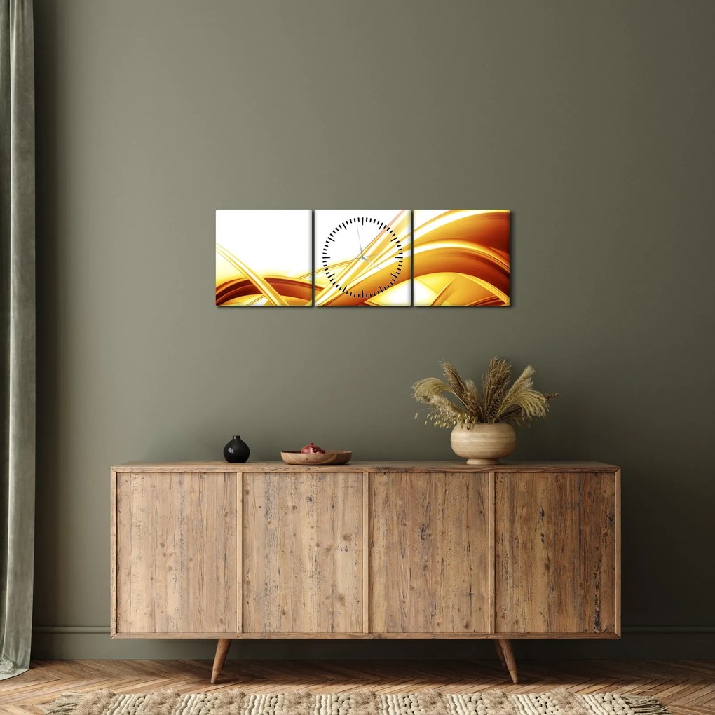 Tablou - Abstrac galben (cu ceas) (90x30 cm)