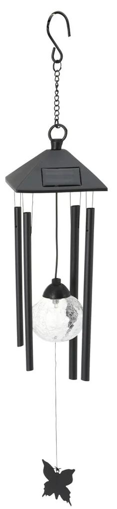 Clopotei vant  cu  4 tuburi si lampa solara  LED  RGB cu  glob de sticla