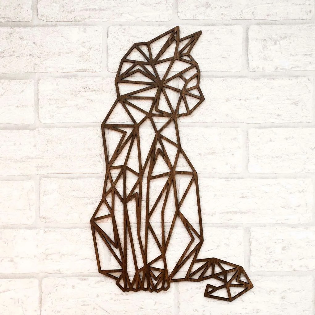 DUBLEZ | Tablou geometric din lemn - Pisica