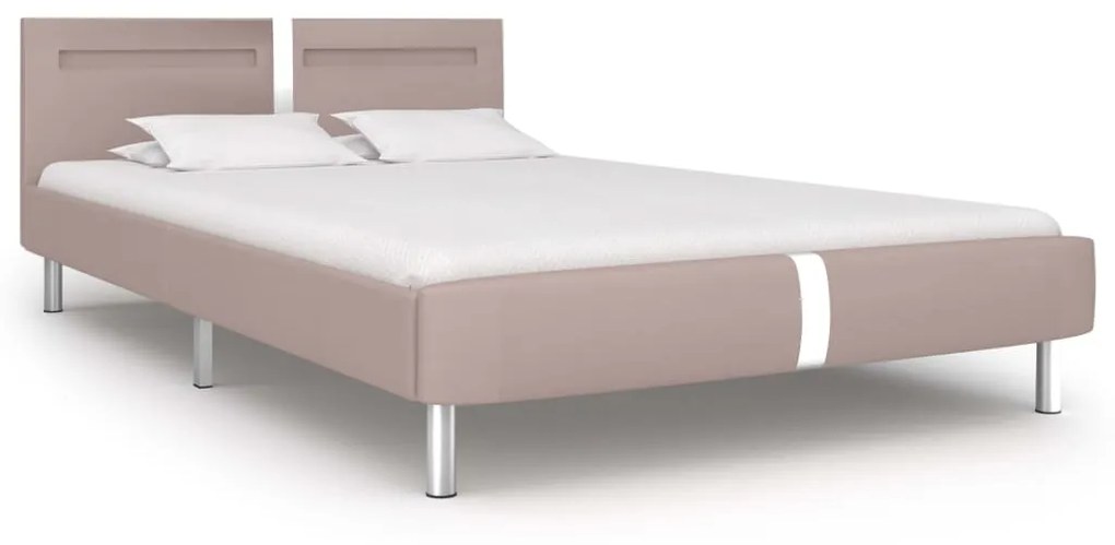 280863 vidaXL Cadru pat cu LED, cappuccino, 140x200 cm, piele artificială