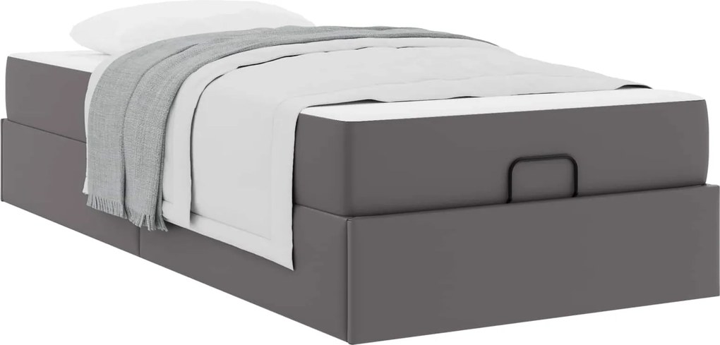 vidaXL Cadru de pat cu saltea cu saltea 2 pcs Gri PVC