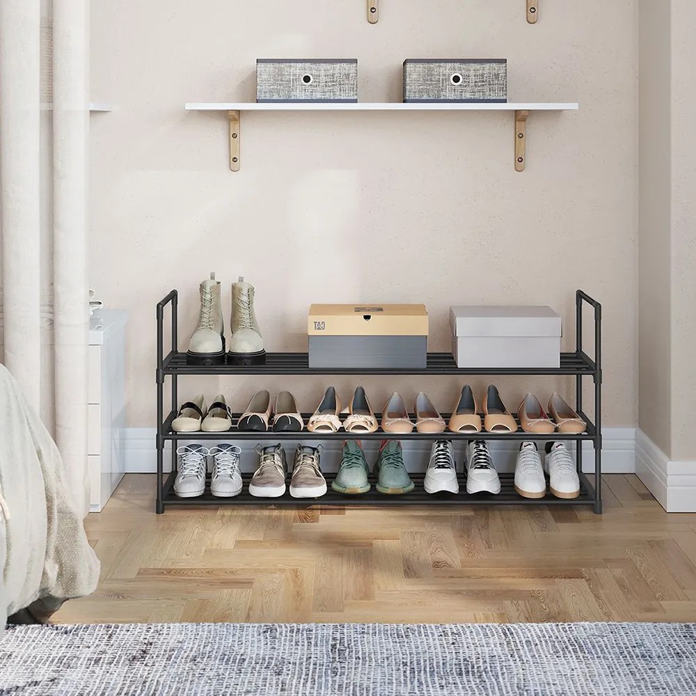 Suport metalic pentru pantofi cu 3 niveluri 116x30x55cm