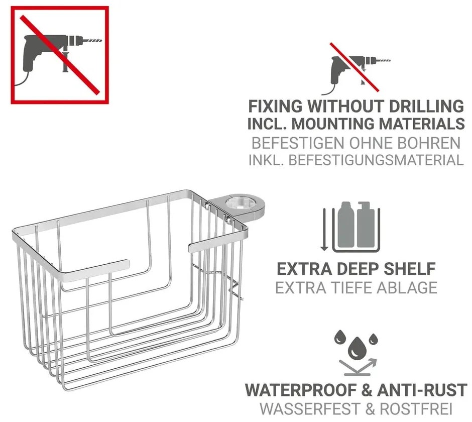Raft pentru baie argintiu lucios autoadeziv din oțel inoxidabil Valognes – Wenko
