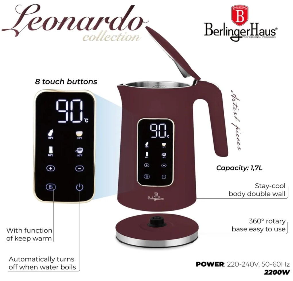 Fierbator de apa 1.7 L digital Leonardo Berlinger Haus BH 9735