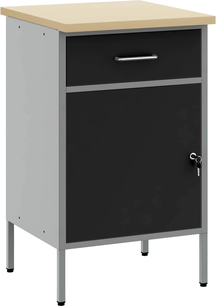 vidaXL Banc de lucru cu sertar cu blocare Negru și Gri 50 x 55 x 85 cm