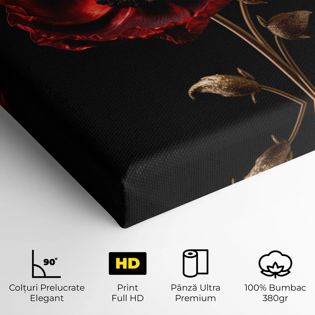 Tablou Canvas, 90x140cm, Dormitor si Living, Flori, Maci, Dark Red Poppy