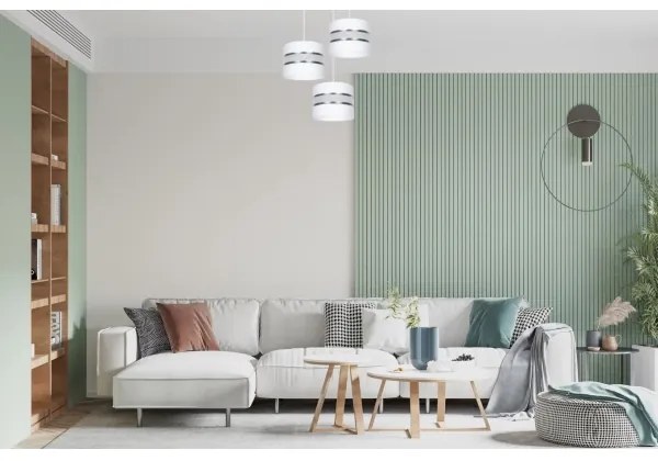 Lustră pe cablu CORAL 3xE27/60W/230V alb/crom d. 45 cm