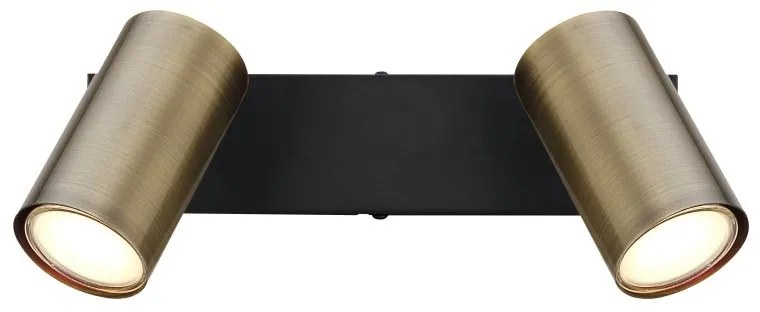 Aplica de perete / tavan cu 2 spoturi directionabile design modern ROBBY negru mat, alama antica