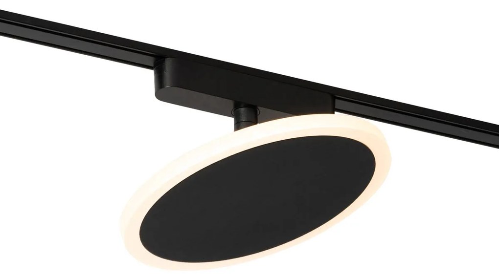 Spotlight modern negru pentru sistem de șine monofazat cu LED integrat - Magnetic Puk