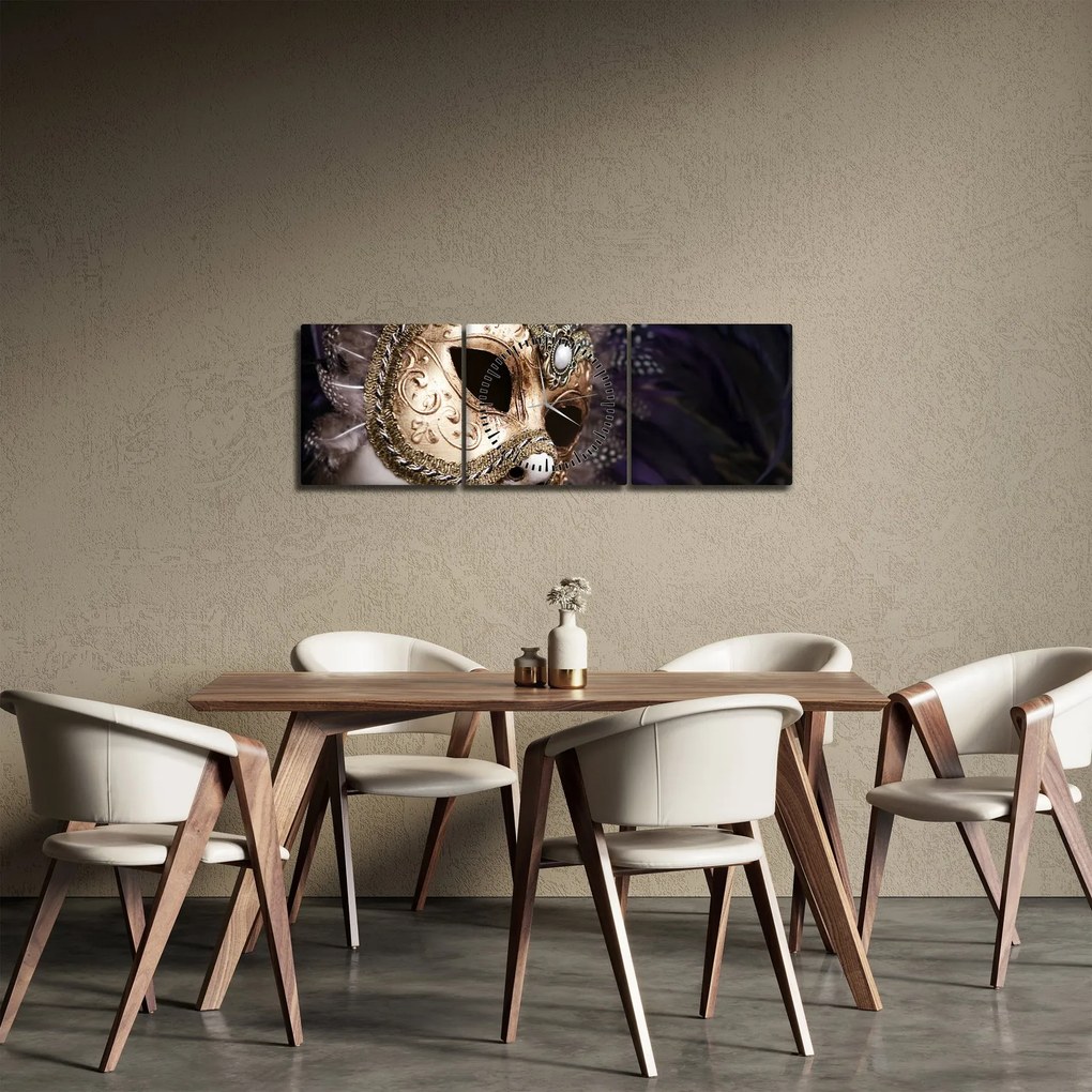 Tablou cu statuie cu masca (cu ceas) (90x30 cm)
