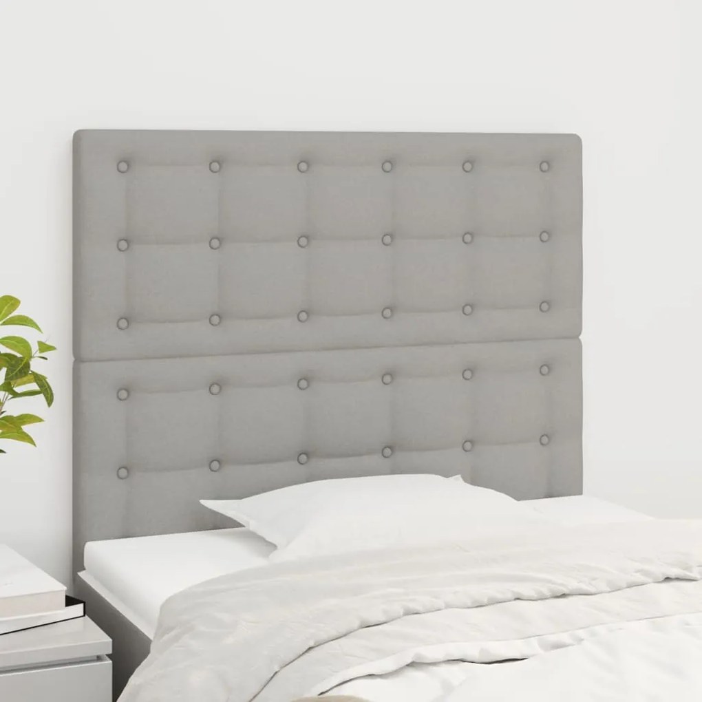 vidaXL Tăblii de pat, 2 buc, gri deschis, 80x5x78/88 cm, textil