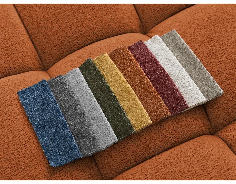 Colțar teracotă extensibil/cu spațiu de depozitare cu tapițerie din chenille (cu colț pe partea dreaptă/cu șezlong) Everest – Bobochic Paris