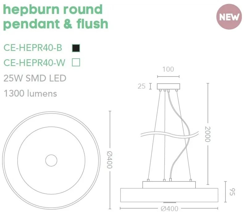 Lustra LED suspendata Hepburn Round 40cm