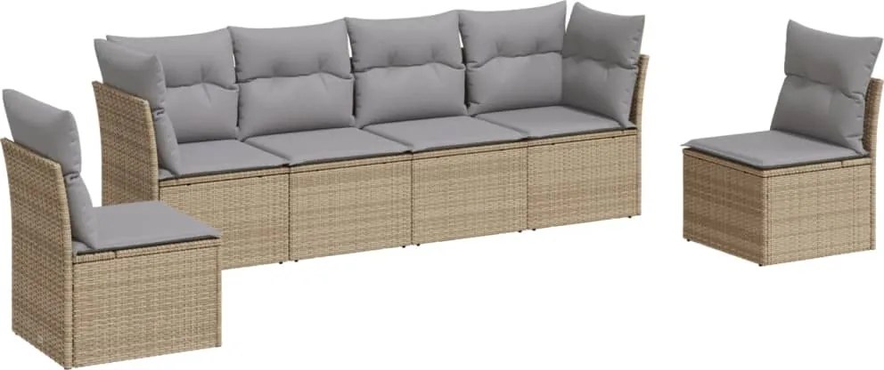 vidaXL Set canapele de grădină cu perne, 6 piese, bej, poliratan