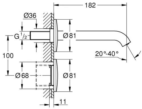 GROHE ESSENCE E 36447000 - baterie electronică cu senzor infraroșu, lungime 182 mm, crom lucios